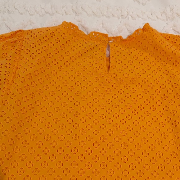 J. Crew Vibrant Orange Eyelet Blouse - Picture 3 of 4